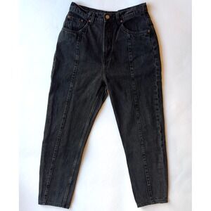 & Other Stories High Waisted Tapered Front Seam Jeans-Black Denim-Womens Size 26